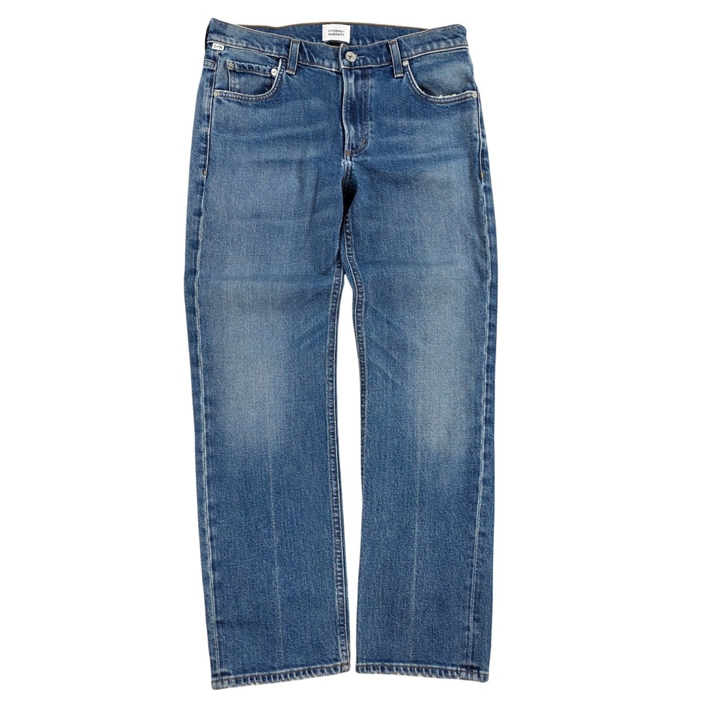 Citizens of Humanity Anissa Low Rise Straight Jeans Cruise Blue 27 Crotch Wear